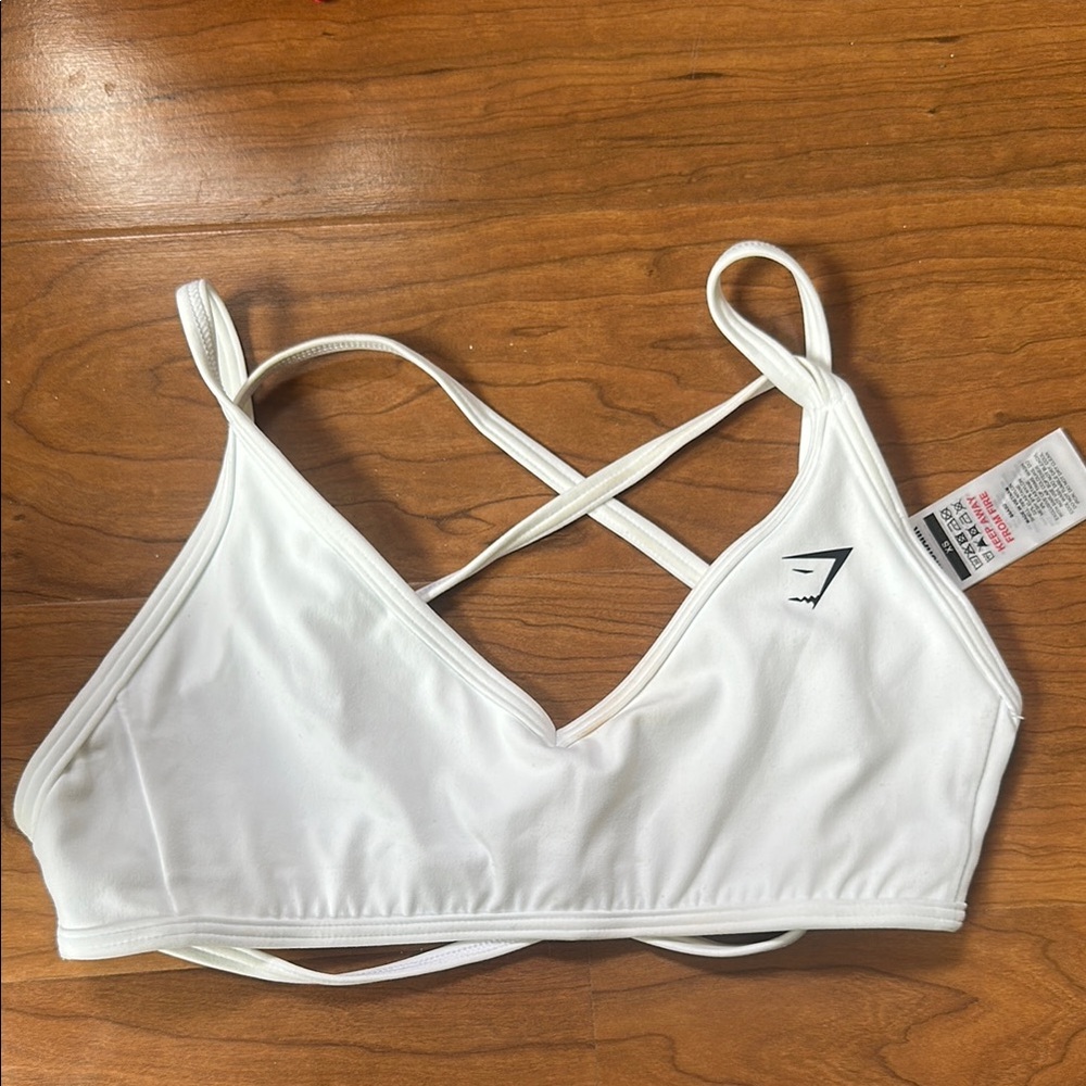 Gymshark White Sports Bra with Criss-Cross Straps